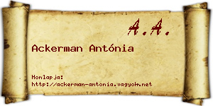 Ackerman Antónia névjegykártya